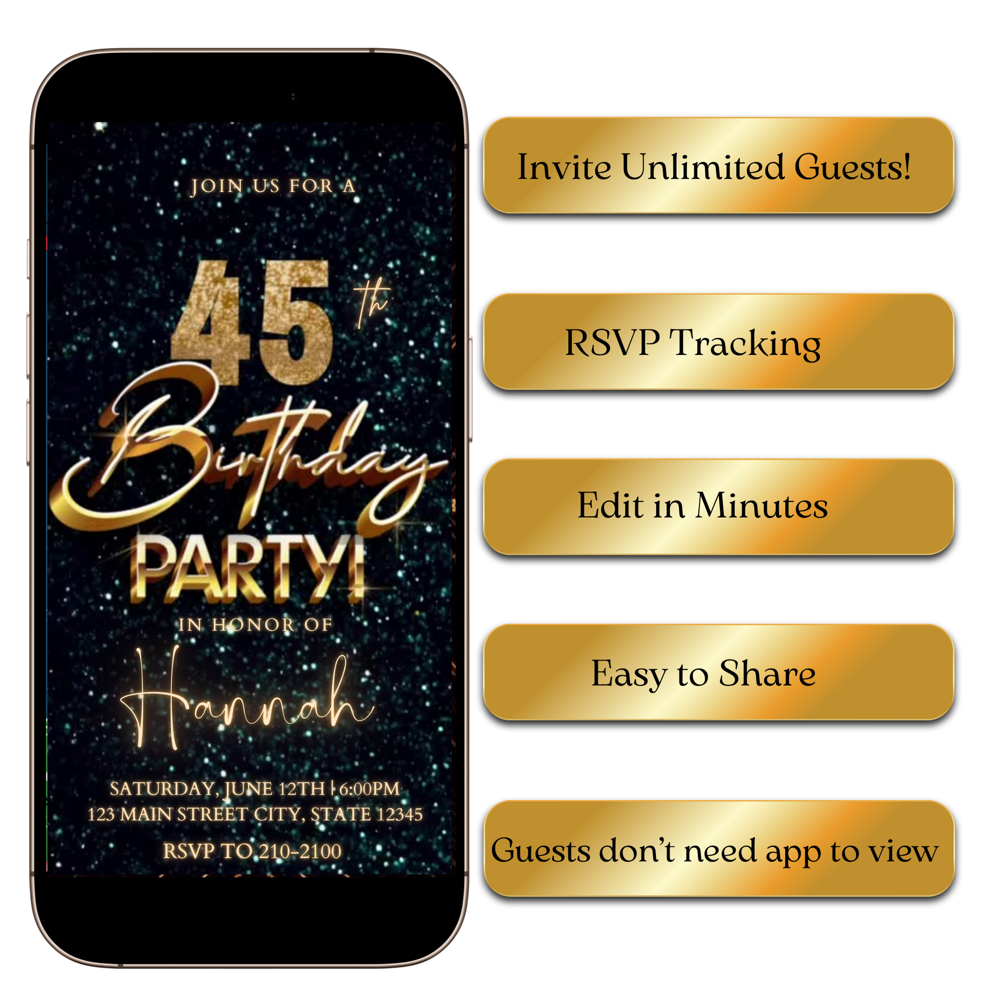 Teal Glam Digital Video Invitation for Mobile Sharing