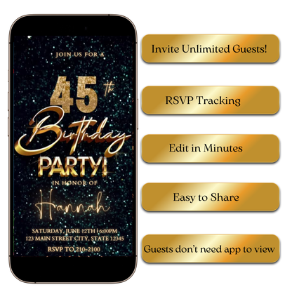 Teal Glam Digital Video Invitation for Mobile Sharing