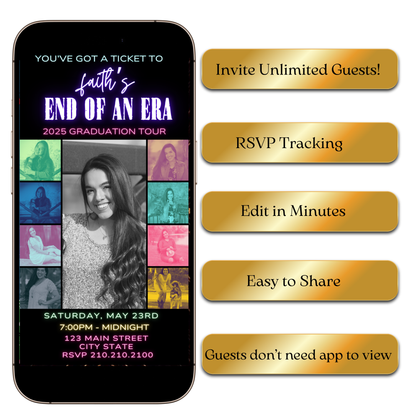 Digital Neon Concert Style Digital Video Invitation MP4 Invite