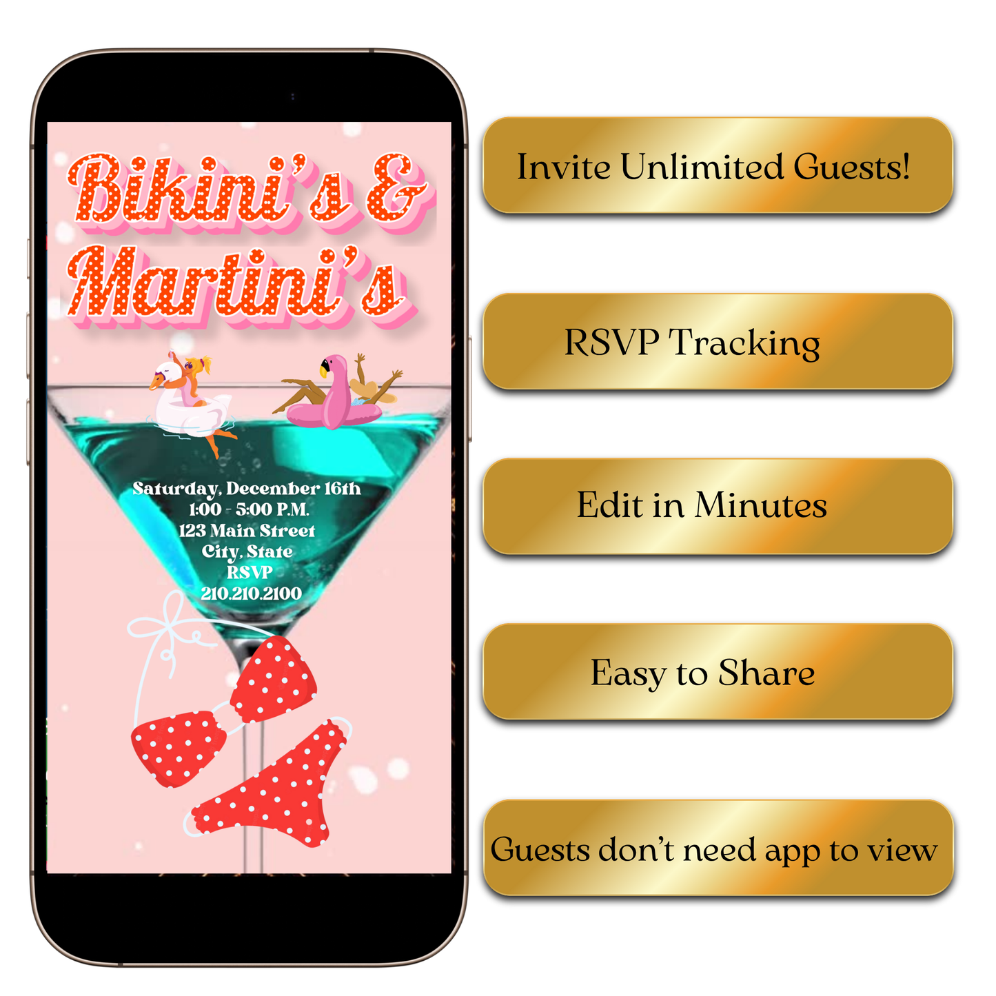 Summer cocktail swim float animated invite template