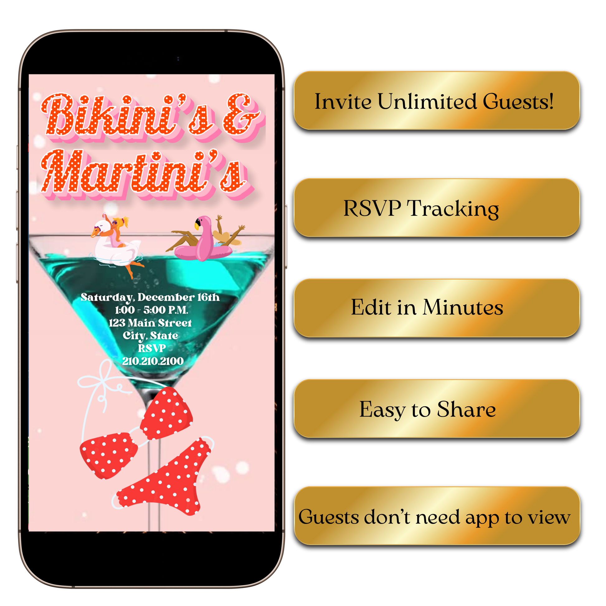 Summer cocktail swim float animated invite template