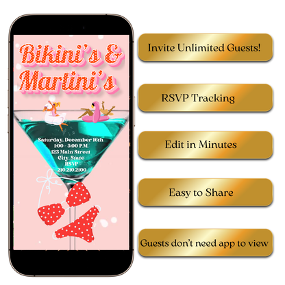 Summer cocktail swim float animated invite template