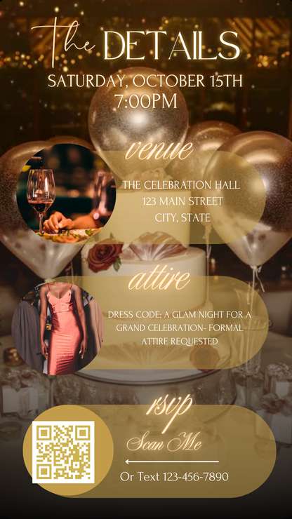 Birthday MP4 digital invitation with cheerful fonts