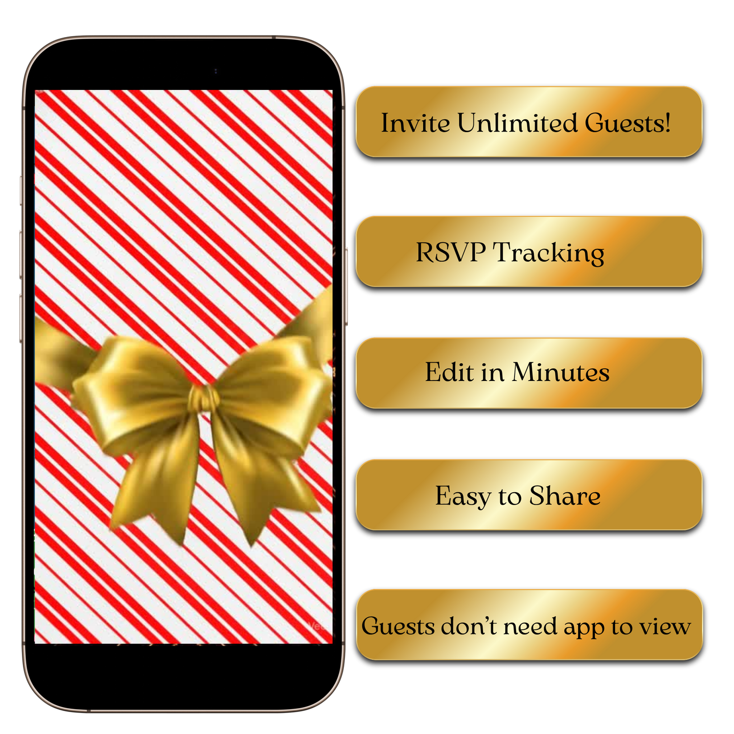 Editable golden spiral holiday video invite online