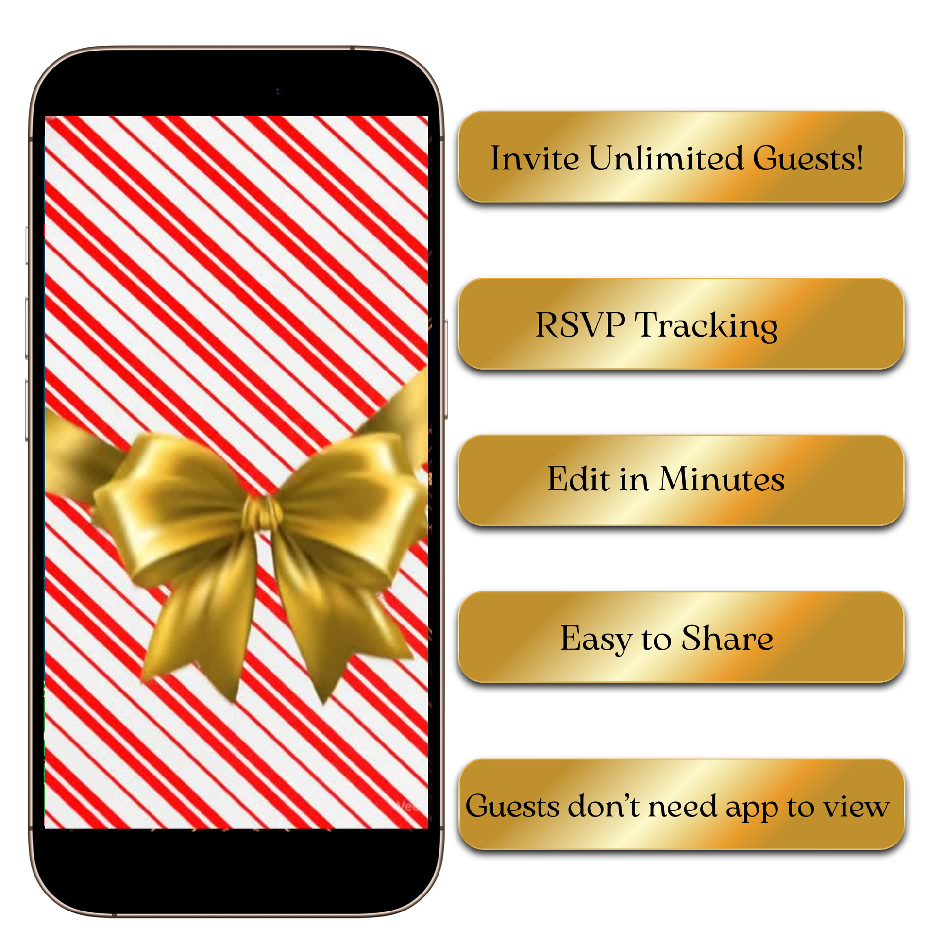 Editable golden spiral holiday video invite online