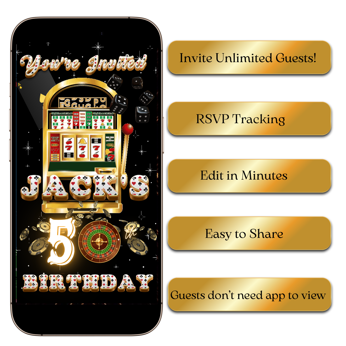 Digital Casino Night Birthday Video Invitation