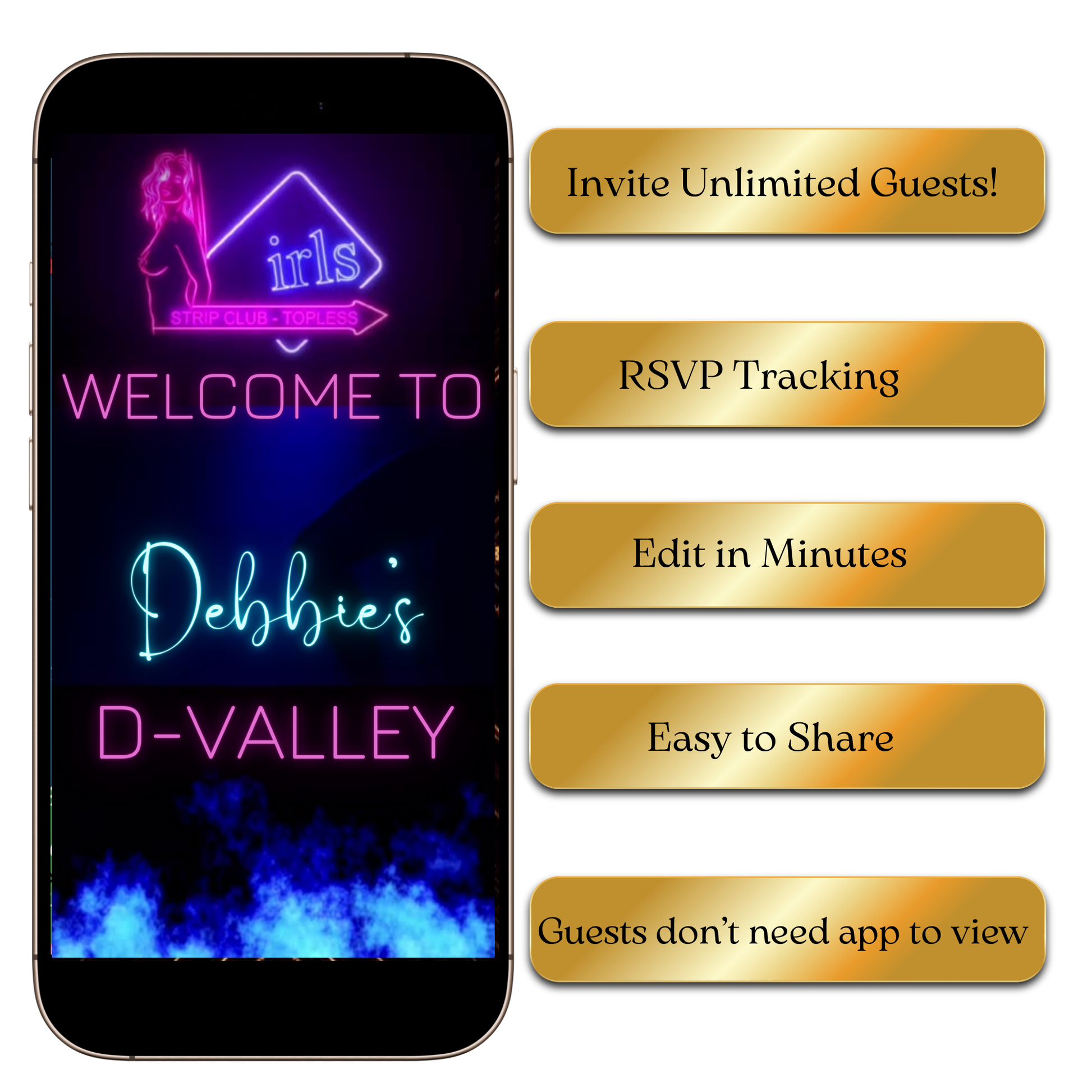 Digital Neon Strip Club Theme Birthday Video Invitation – P Valley Gentlemens Party Evite MP4 Invite