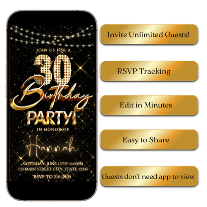 Digital Luxe Black and Gold Video Invitation MP4 Invite