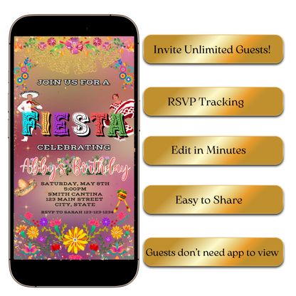Papel picado floral video invite editable online