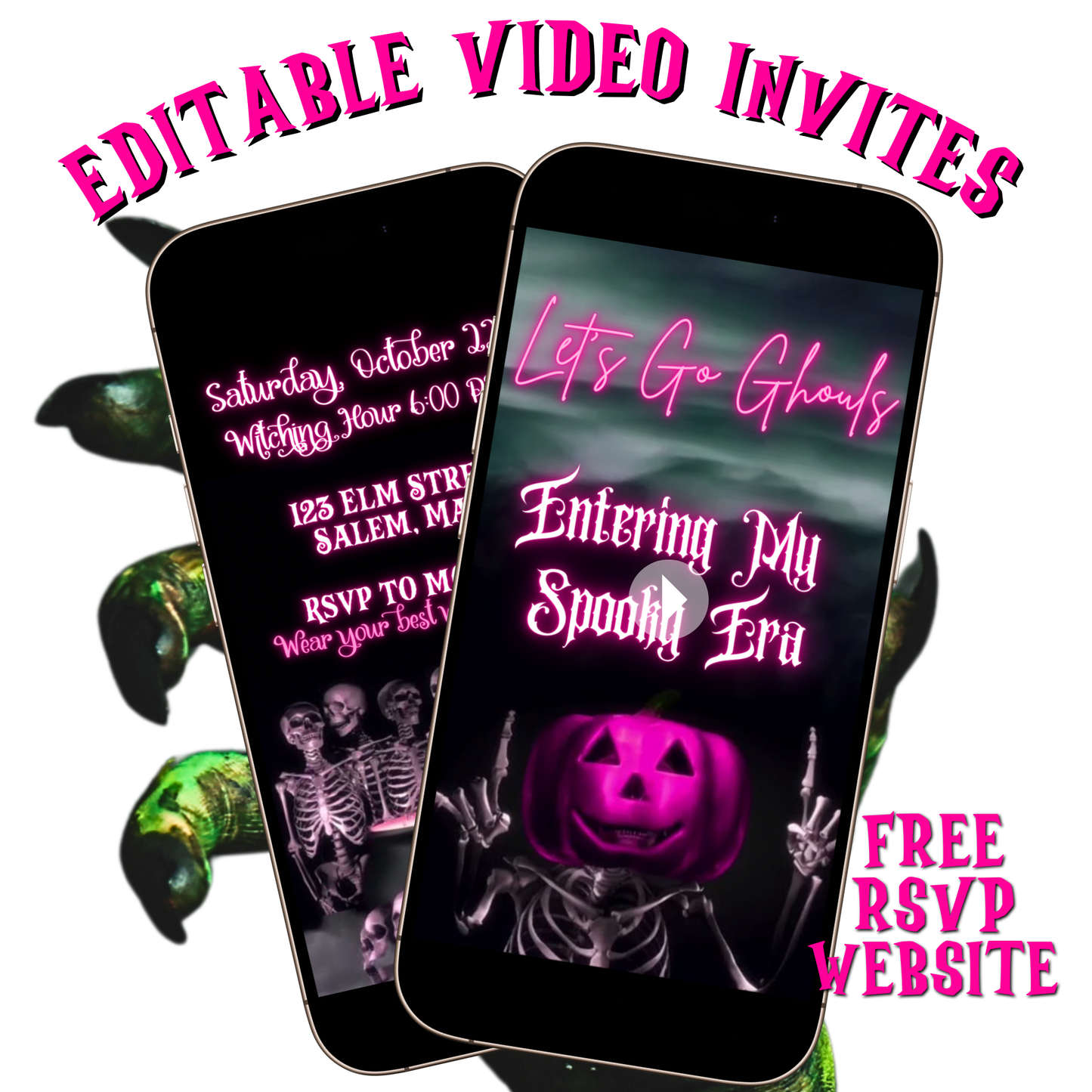 Halloween Video Invitation, In my Spooky Era Animated Invite, Editable Halloween Party Mobile Evite