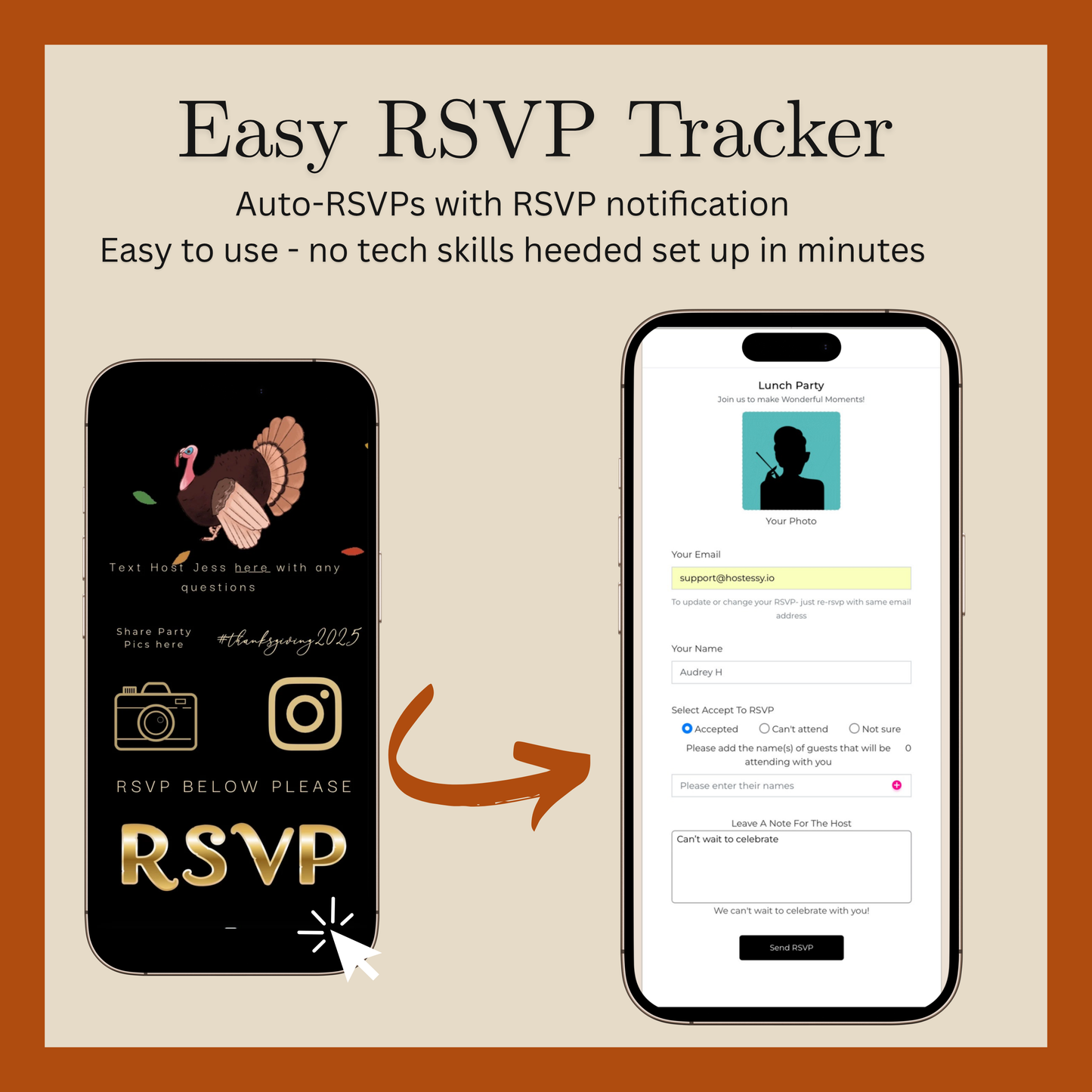 Funny Thanksgiving Invite Website with RSVP tracking, Animated Friendsgiving Dinner Invite Website Template