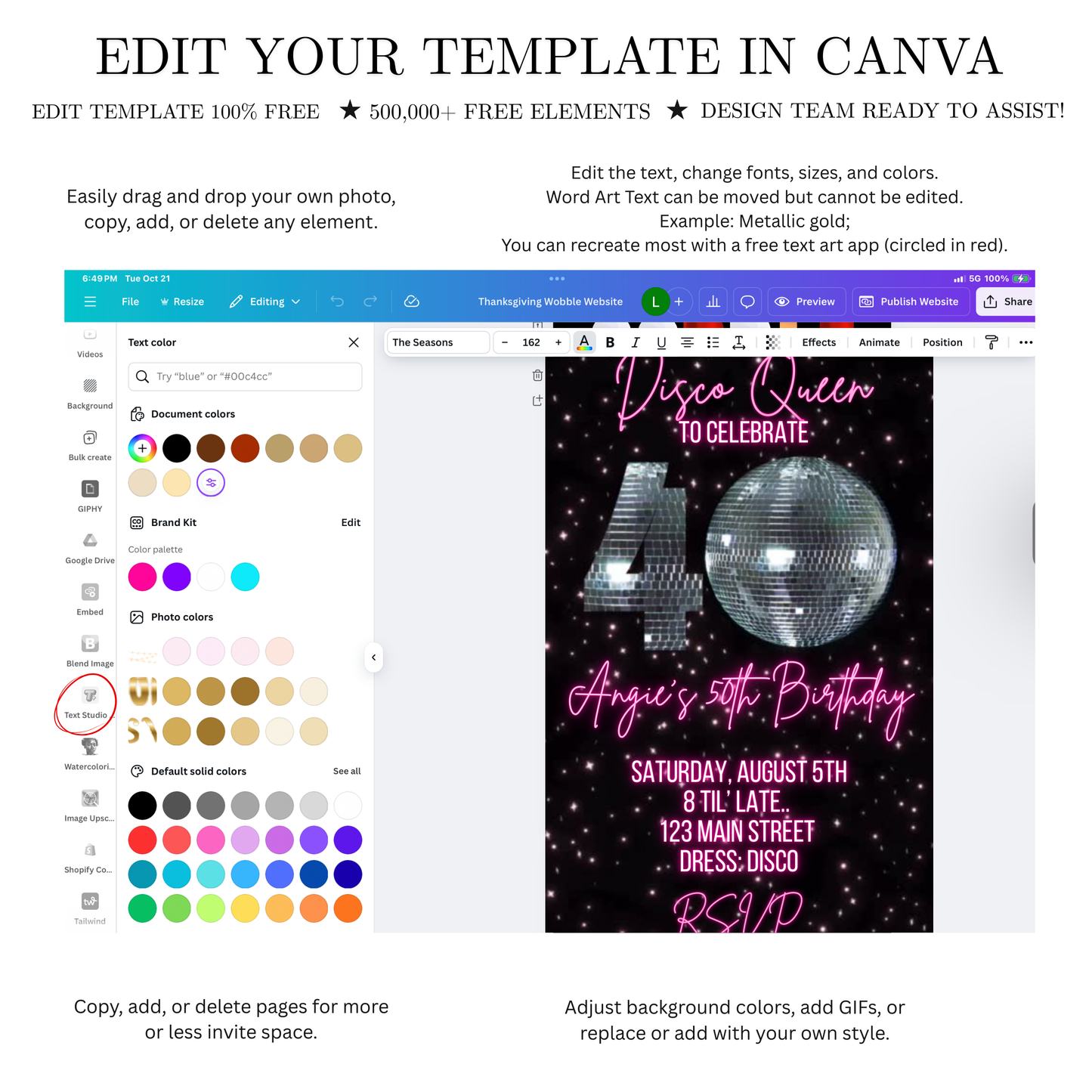 Einladung zum 40. Disco-Video-Geburtstag | Canva-Vorlage
