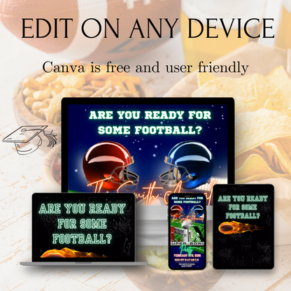 Super Bowl LX Party Video Invitation | Digital Football Game Day Invite | Editable Online Template