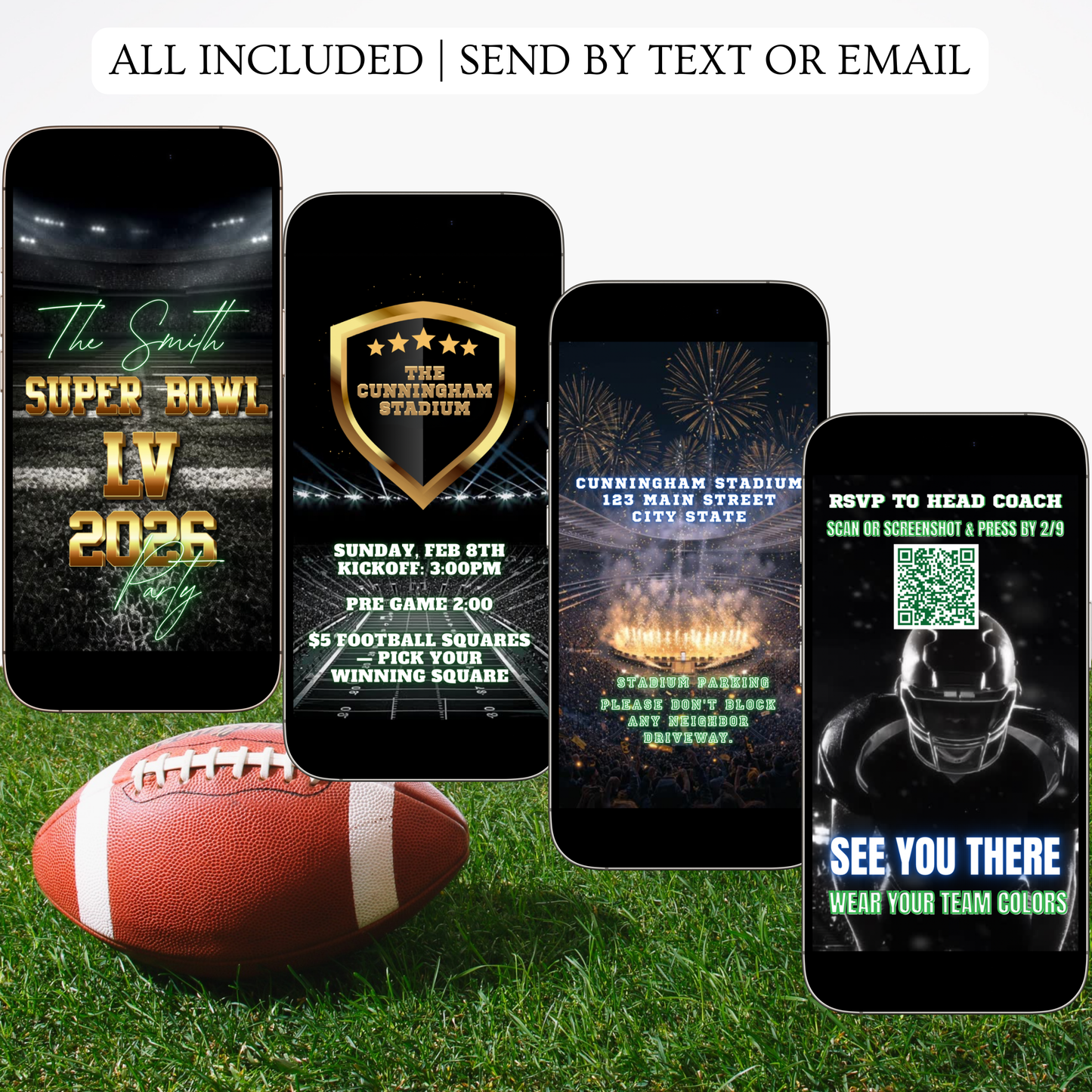 Super Bowl Video Invitation | Super BowlParty Digital Evite | Football Canva Template