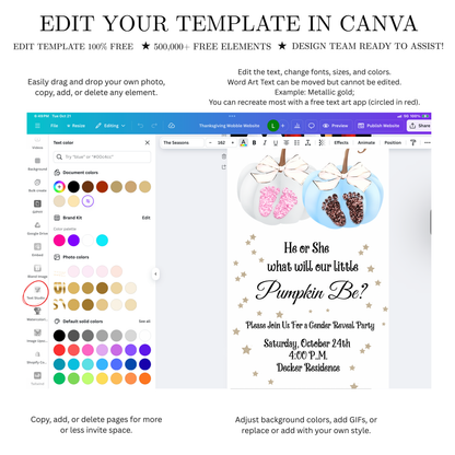 Fall Gender Reveal Video Invitation | Animated Gender Reveal Digital Evite | Editable Canva Invite Template