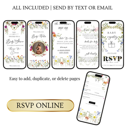 Wildflowers Baby Shower Invite Website with RSVP