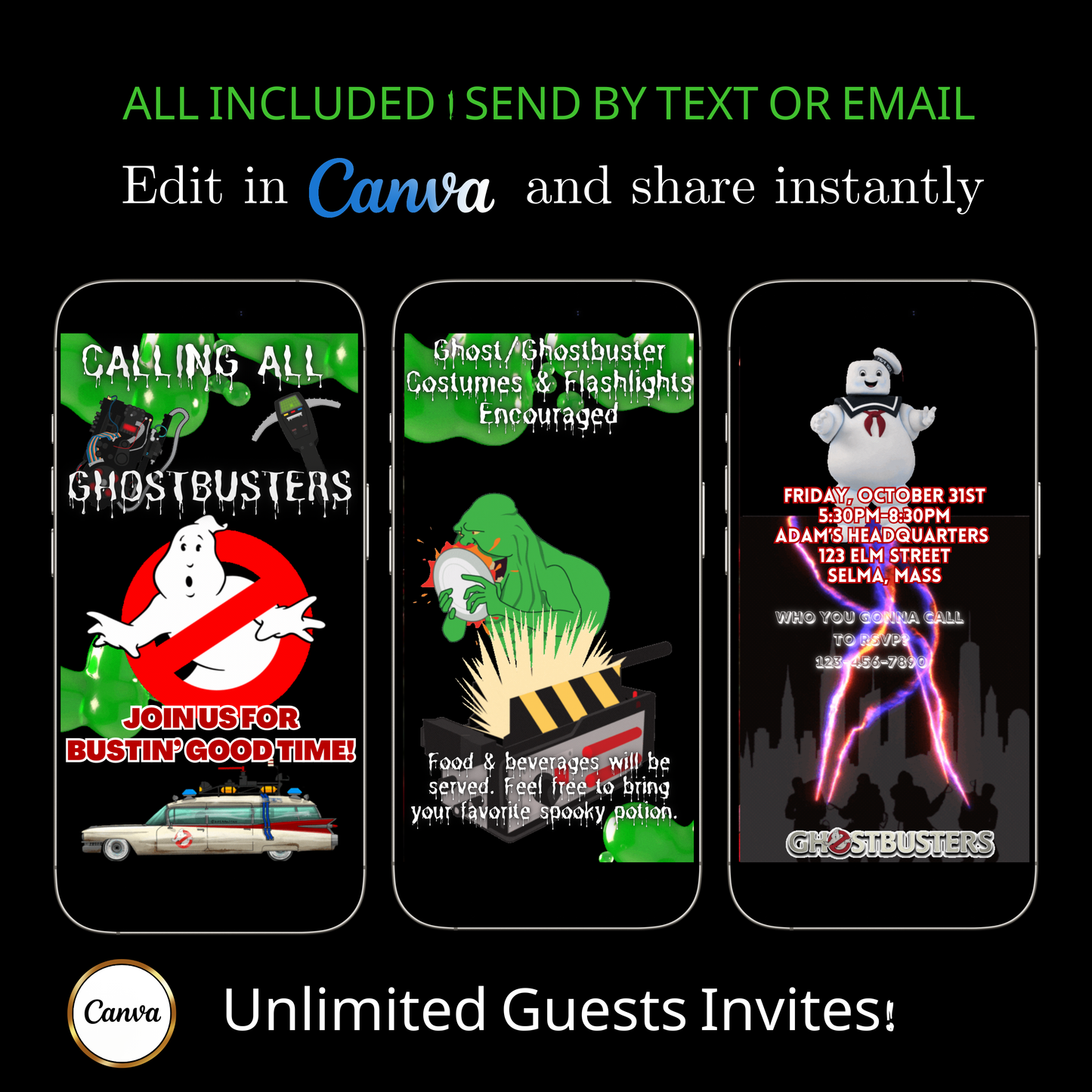 Halloween Video Invitation | Animated Halloween Digital Evite | Editable Canva Invite Template
