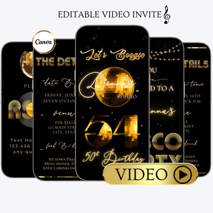 Studio 54 Disco Video Invitation - Disco Ball Studio 54 Birthday Invite