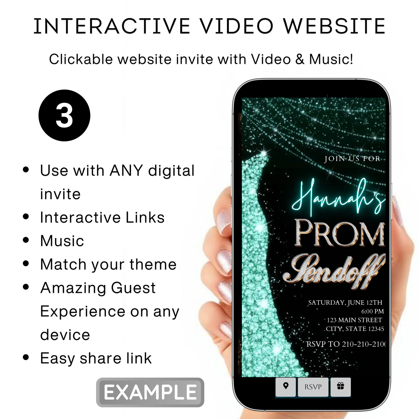 Turquoise Prom Send Off Video Invitation – Editable Canva Animated Invite