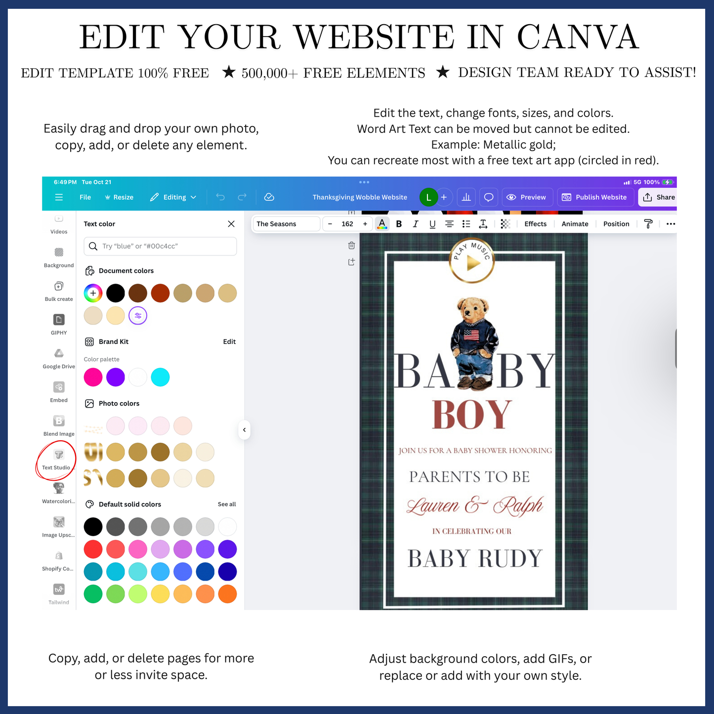 Polo Bear Baby Shower Invitation Website | Animated Baby Shower Invite with Rsvp tracking