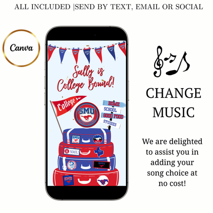 SMU Video Invitation | Animated SMU College Digital Evite | Editable Canva Invite Template