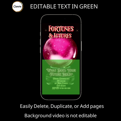 Halloween Video Invitation, Fortune Teller Animated Invite, Editable Halloween Party Mobile Evite