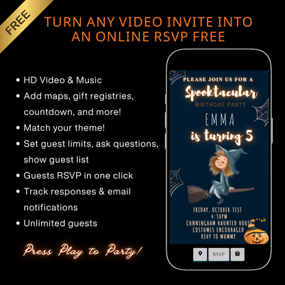 Halloween Video Invitation | Animated Halloween Digital Evite | Editable Canva Invite Template