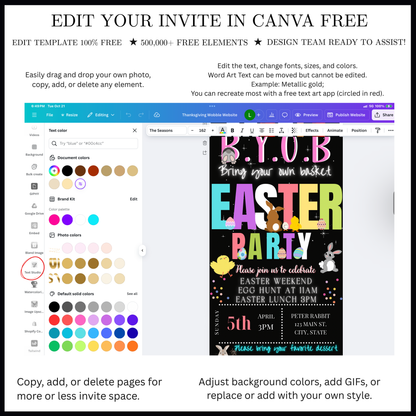 Easter Video Invitation, Easter Egg Hunt Animated Invite, Digital Canva Template