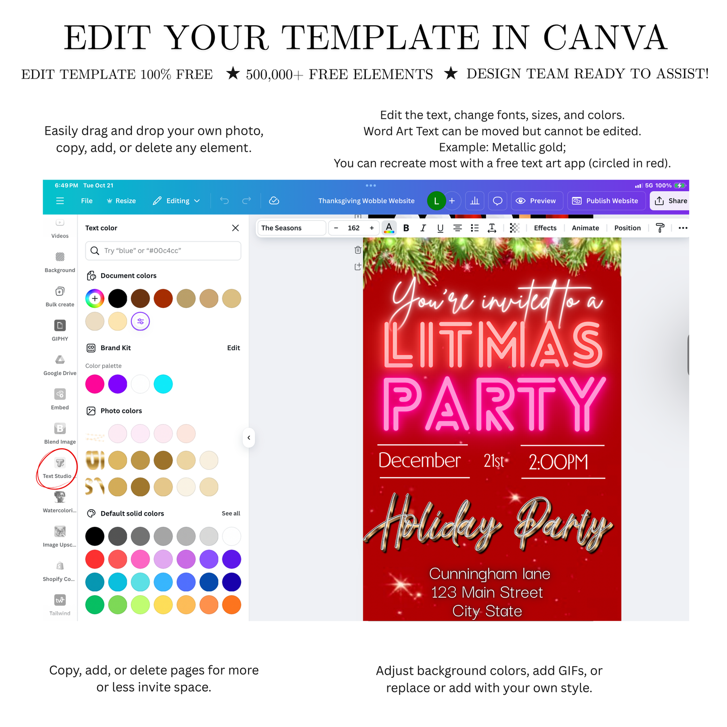 Editable Christmas Video Invitation | Animated Litmas Digital Evite | Editable Canva Invite Template