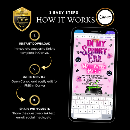 Halloween-Videoeinladung, Pinkfarbene Einladung im Grusel-Stil