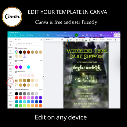 Halloween-Videoeinladung, animierte Einladung zur Babyparty, bearbeitbare mobile Einladung zur Halloween-Party