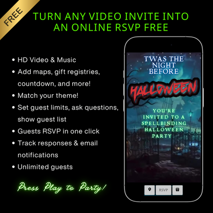 Halloween Video Invitation | Animated Halloween Digital Evite | Editable Canva Invite Template