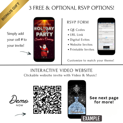 Editable Christmas Video Invitation | Animated Santa Digital Evite | Editable Canva Invite Template