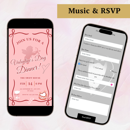Valentines Party Video Invitation | Digital Galentines Day Animated Invite | Editable Canva Evite Template