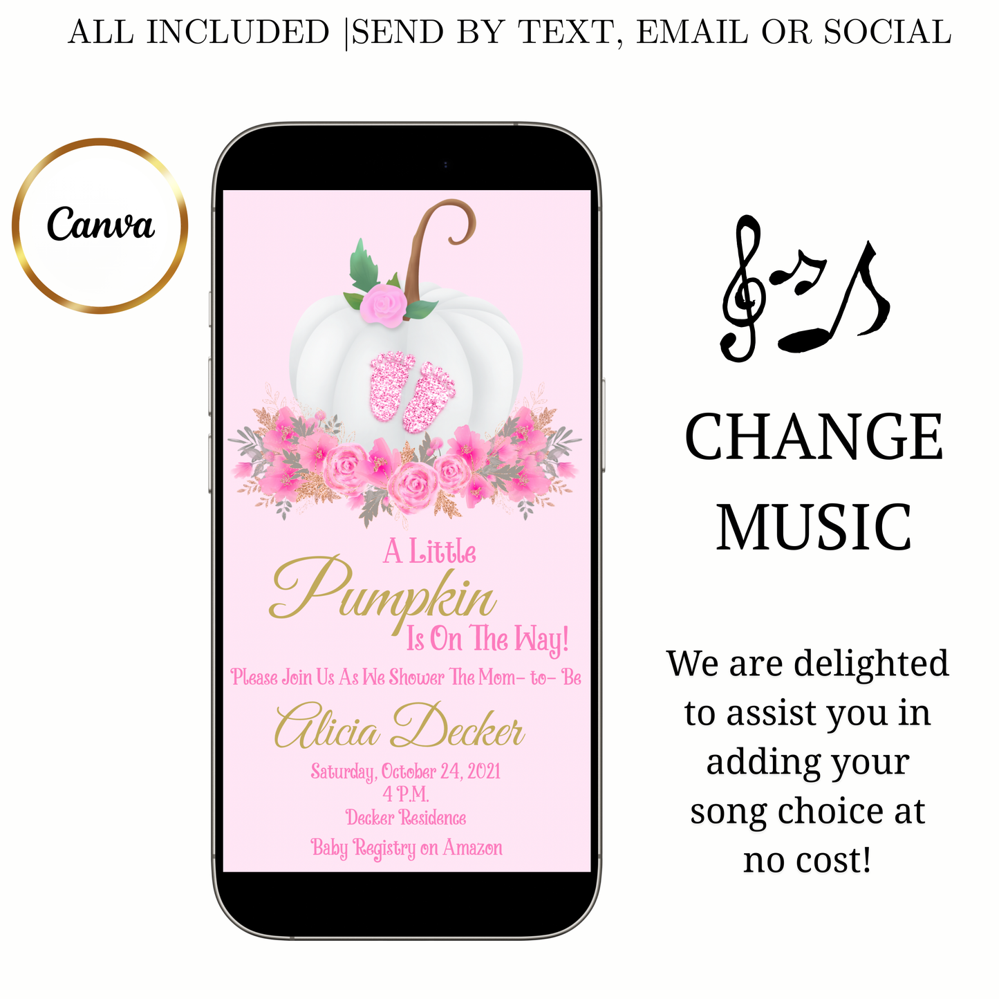 Baby Shower Video Invitation | Little Pumpkin Party Invite