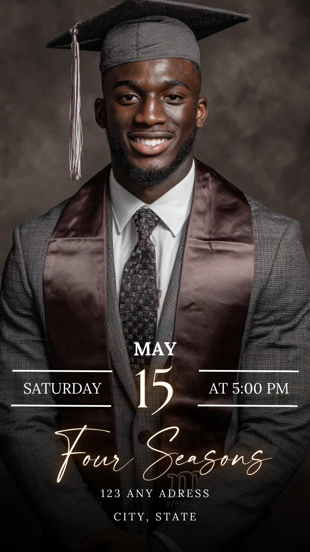 Graduation Party Video Invitation | Maroon Graduation RSVP Invite | Editable Online RSVP Evite Canva Template