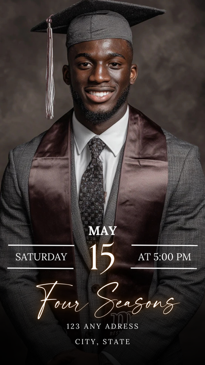Graduation Party Video Invitation | Maroon Graduation RSVP Invite | Editable Online RSVP Evite Canva Template