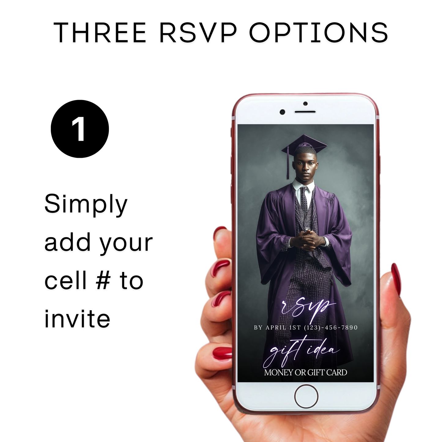 Graduation Party Video Invitation | Class of 2026 Purple and Silver Invite for Him | Editable Online RSVP Evite Canva Template