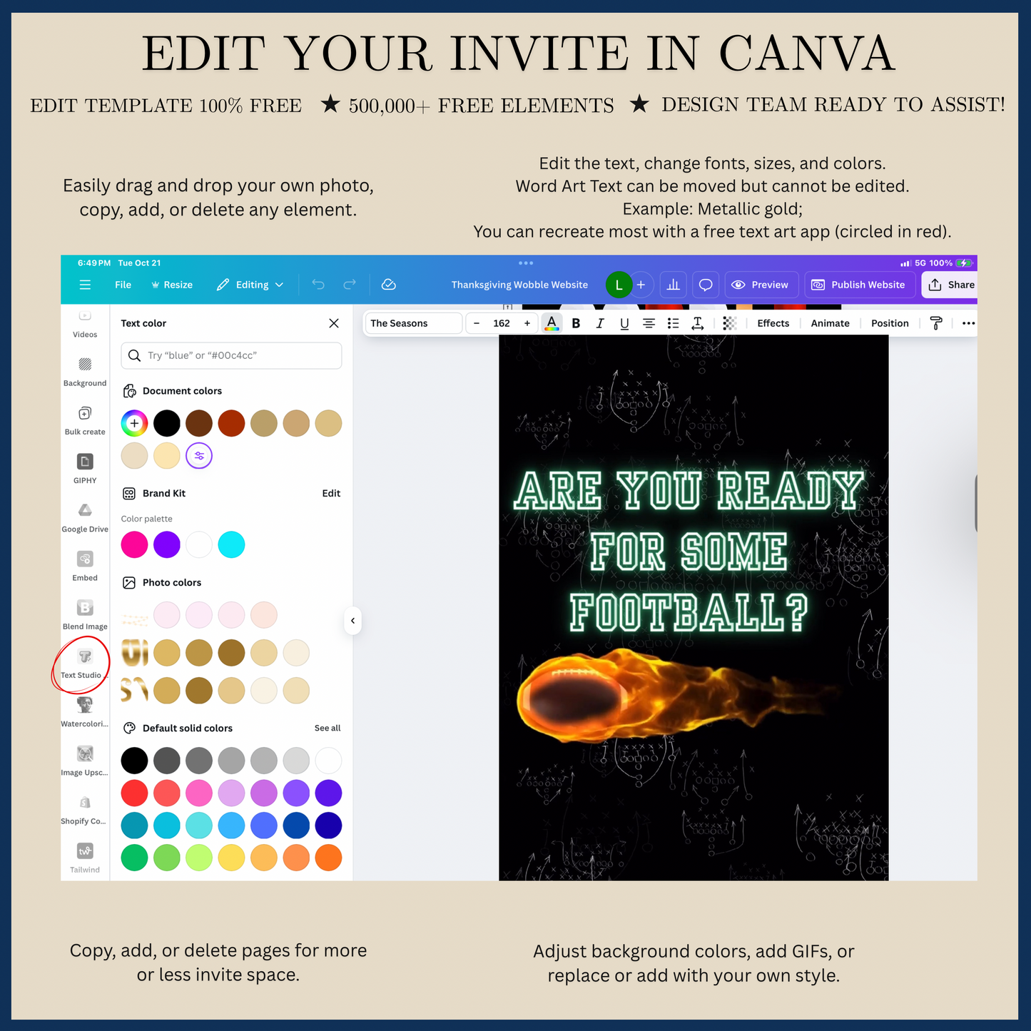 Super Bowl Party Video Invitation | Digital Football Game Day Invite | Editable Online Template