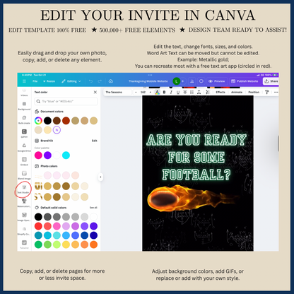 Super Bowl Party Video Invitation | Digital Football Game Day Invite | Editable Online Template