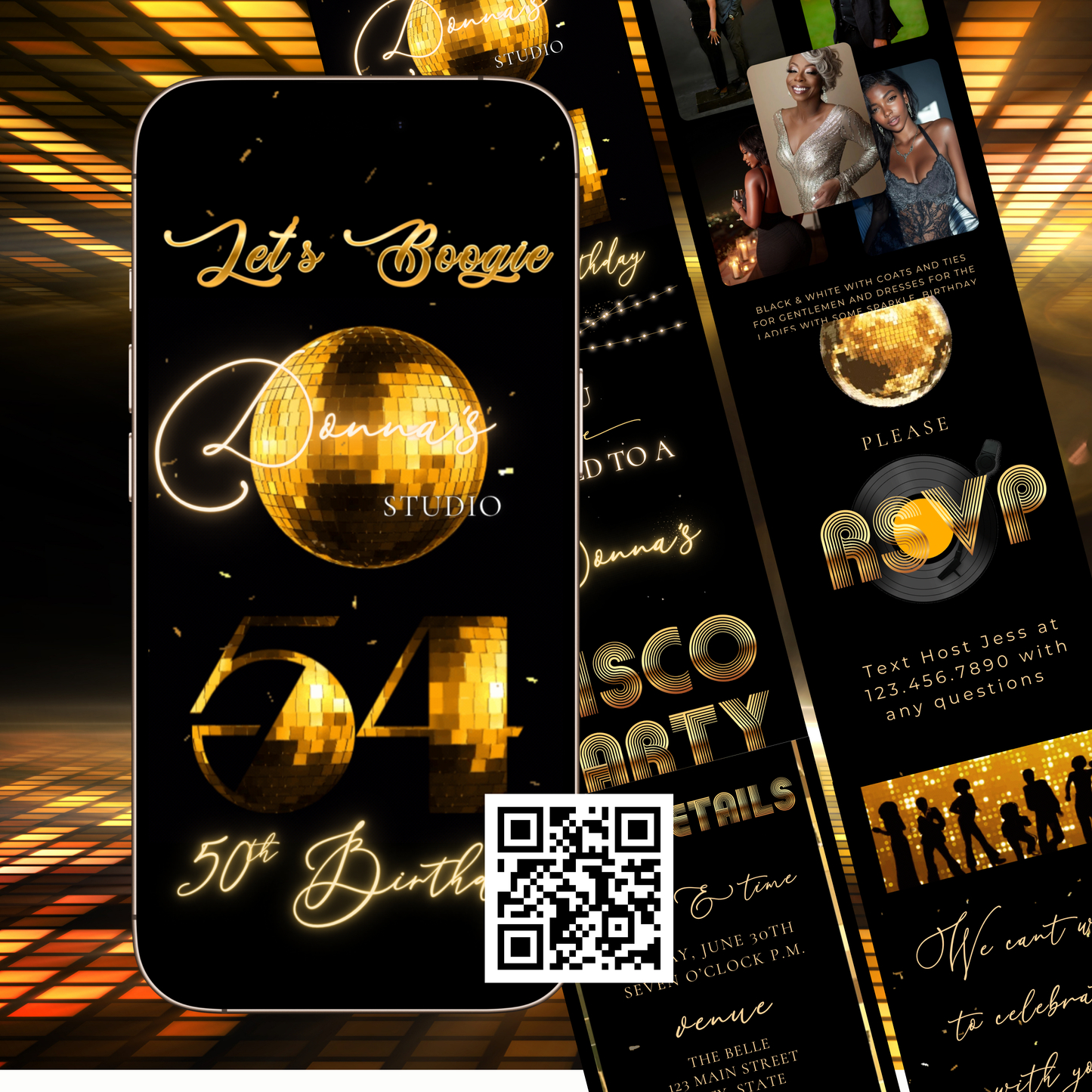 Studio 54 Disco Video Invitation - Disco Ball Studio 54 Birthday Invite