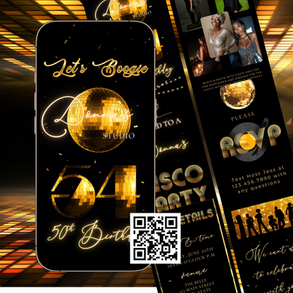 Studio 54 Disco Video Invitation - Disco Ball Studio 54 Birthday Invite