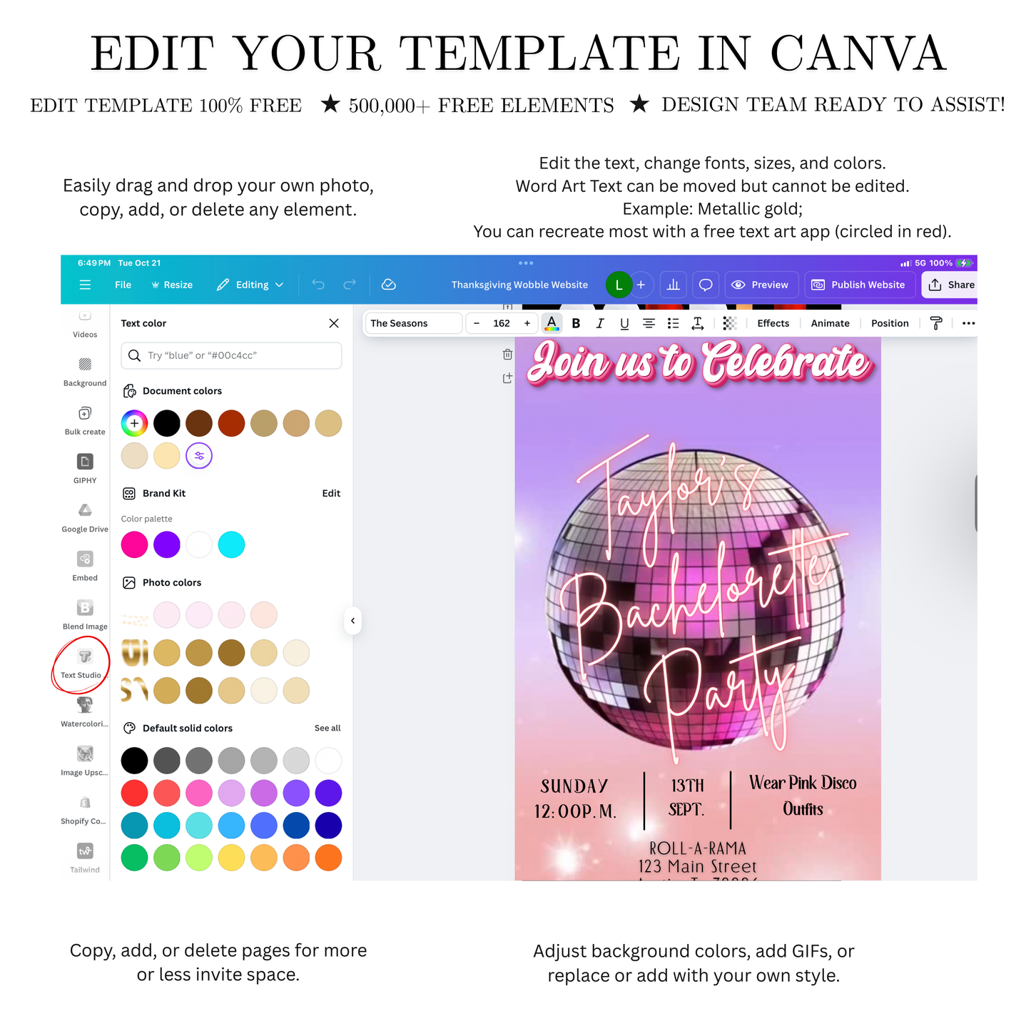 Pinke Disco-Videoeinladung | Animierte Discokugel-Einladung | Digitale Canva-Vorlage