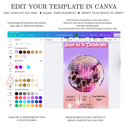 Pinke Disco-Videoeinladung | Animierte Discokugel-Einladung | Digitale Canva-Vorlage