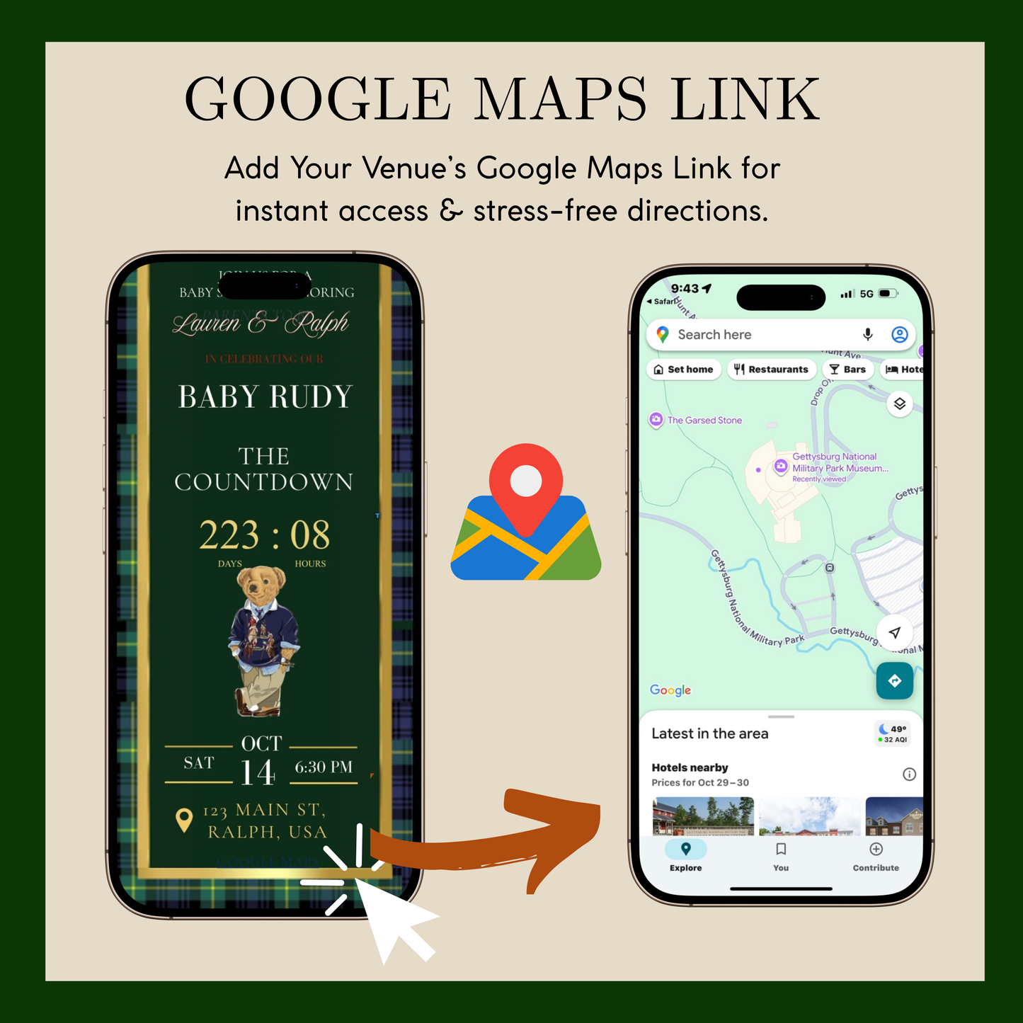 Polo Bear Ralph Lauren Baby Shower Website Invite | Animated Bearly Wait Baby Shower Invite with Rsvp tracking
