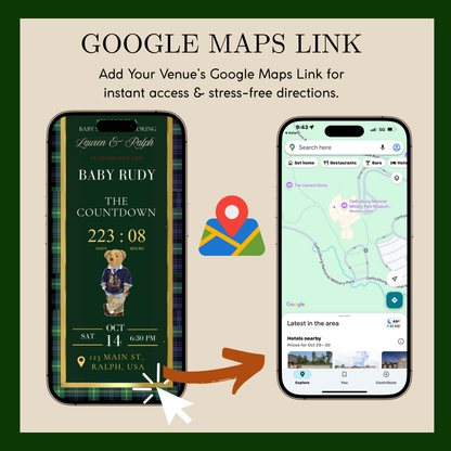 Polo Bear Ralph Lauren Baby Shower Website Invite | Animated Bearly Wait Baby Shower Invite with Rsvp tracking