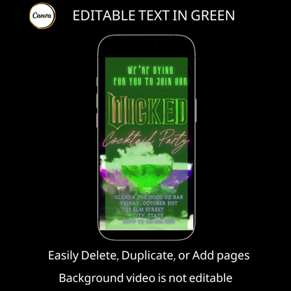 Halloween Video Invitation, Wicked Animated Invite, Editable Halloween Party Mobile Evite