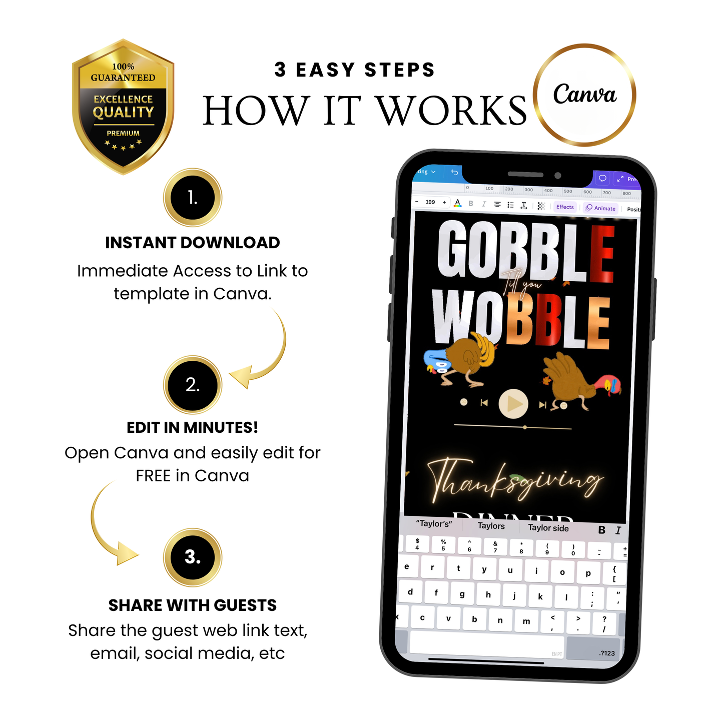 Funny Thanksgiving Invite Website with RSVP tracking, Animated Friendsgiving Dinner Invite Website Template