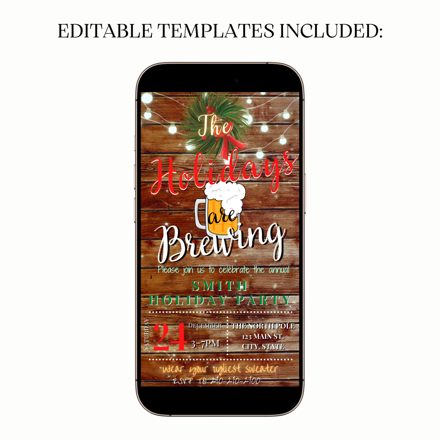 Holidays Are Brewing video invitation shared on WhatsApp preview