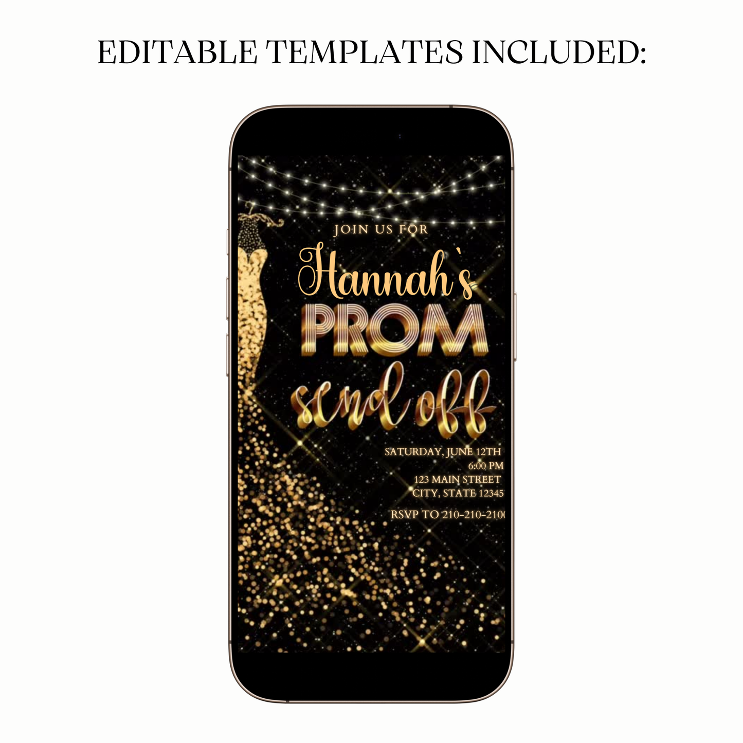 Digital prom video invitation string lights design